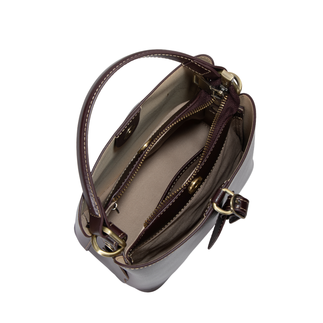 Maison Revelle Versailles Chic Satchel leather bag rear view cream stitching