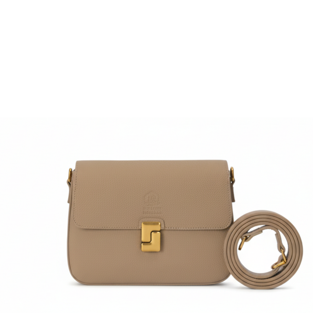Maison Revelle L Eclat Sable structured leather handbag top handle view